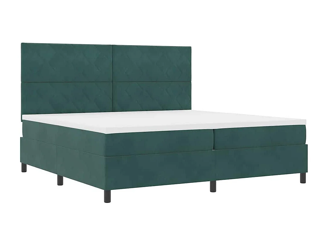 Cadre de lit avec matelas Vert foncé 200 x 200 cm Velours