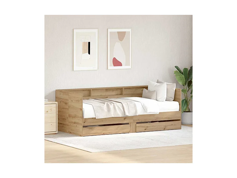 Dagbed Frame met Laden artisanaal eikenkleurig 90 x 200 cm