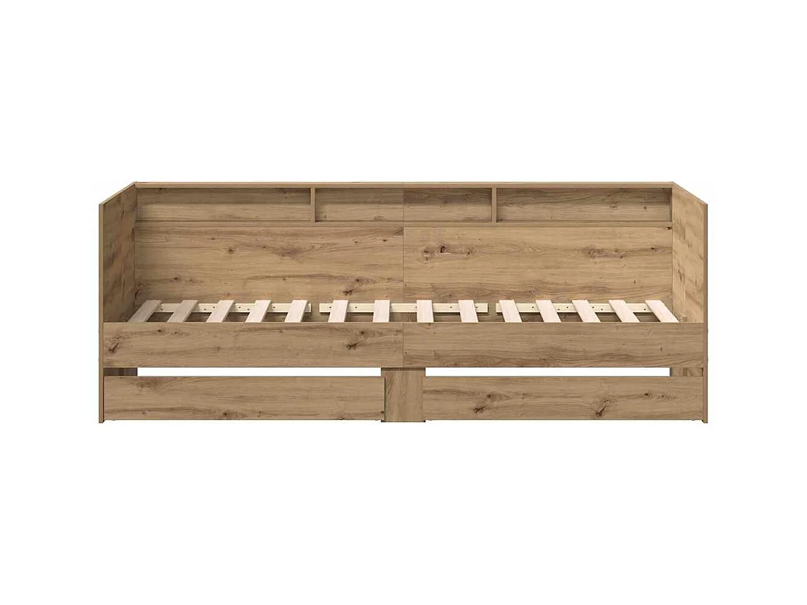 Cadre de lit de jour avec tiroirs chêne artisanal 90 x 200 cm