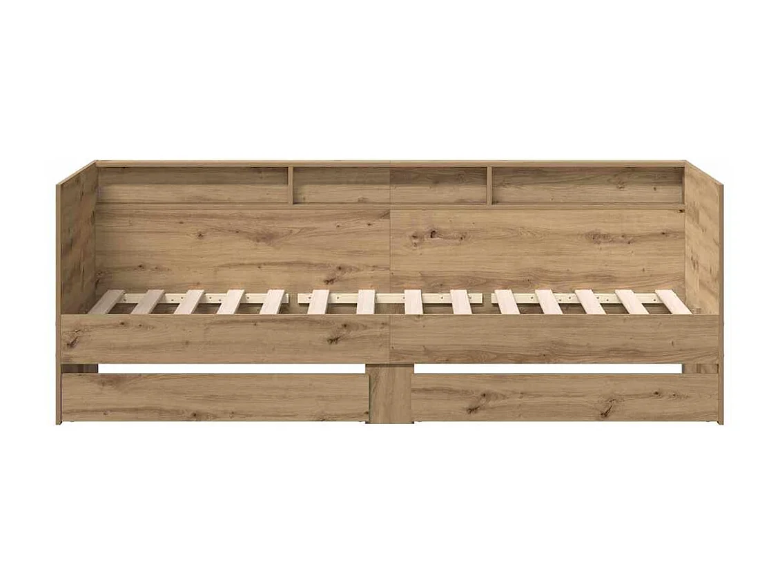 Cadre de lit de jour avec tiroirs chêne artisanal 90 x 200 cm