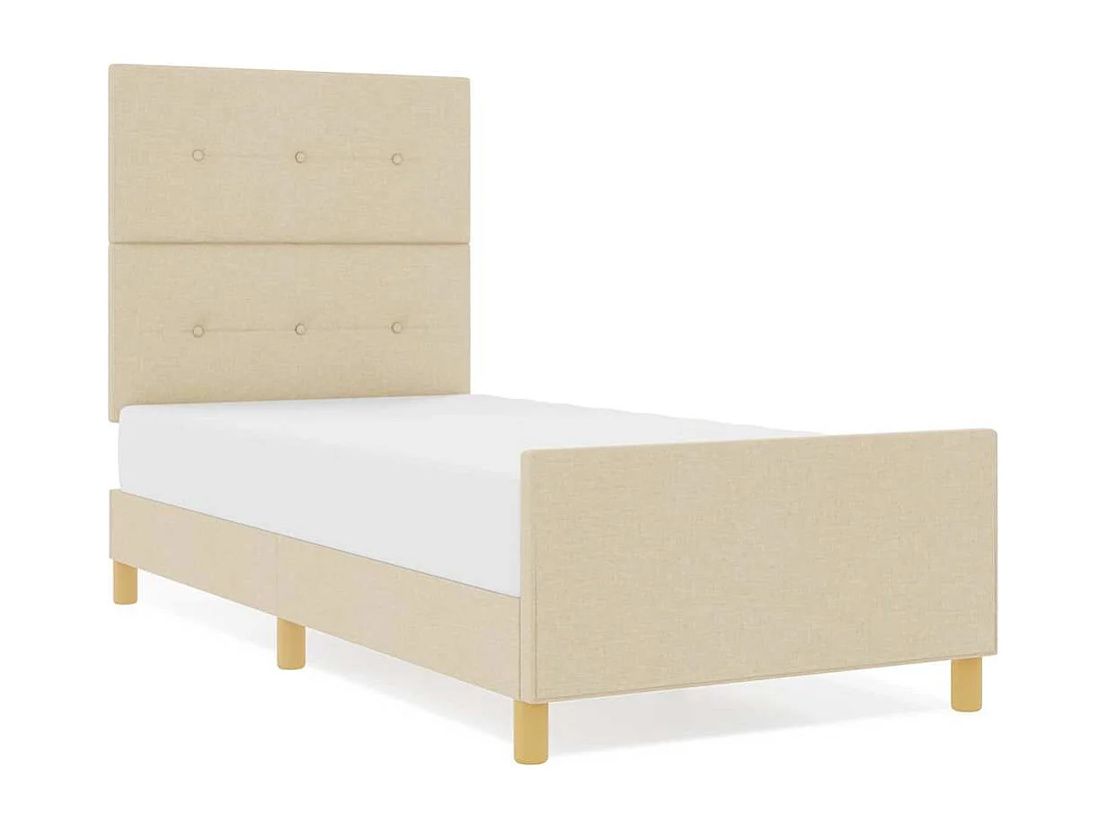Cadre de lit avec tête de lit Crème 90 x 200 cm tissu