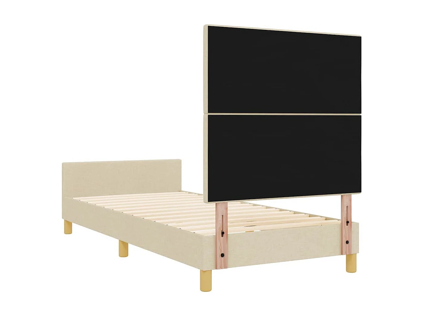 Cadre de lit avec tête de lit Crème 90 x 200 cm tissu