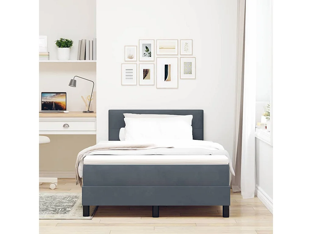Boxspring bed met matras Donkergrijs 120 x 200 cm Fluweel