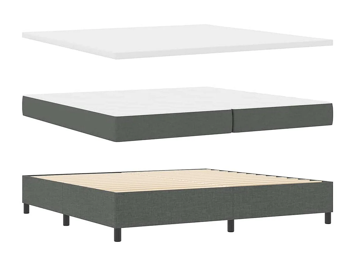 Cadre de lit avec matelas Gris foncé 200 x 200 cm tissu