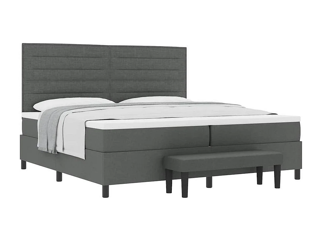 Cadre de lit avec matelas Gris foncé 200 x 200 cm tissu