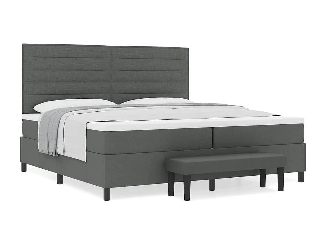 Cadre de lit avec matelas Gris foncé 200 x 200 cm tissu