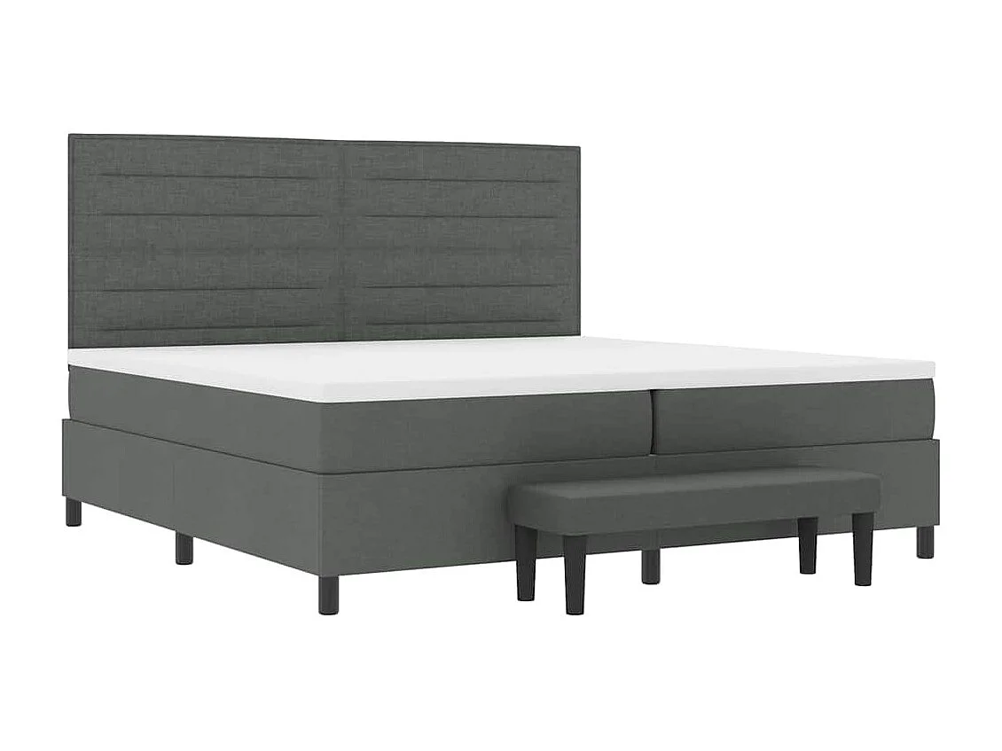Cadre de lit avec matelas Gris foncé 200 x 200 cm tissu