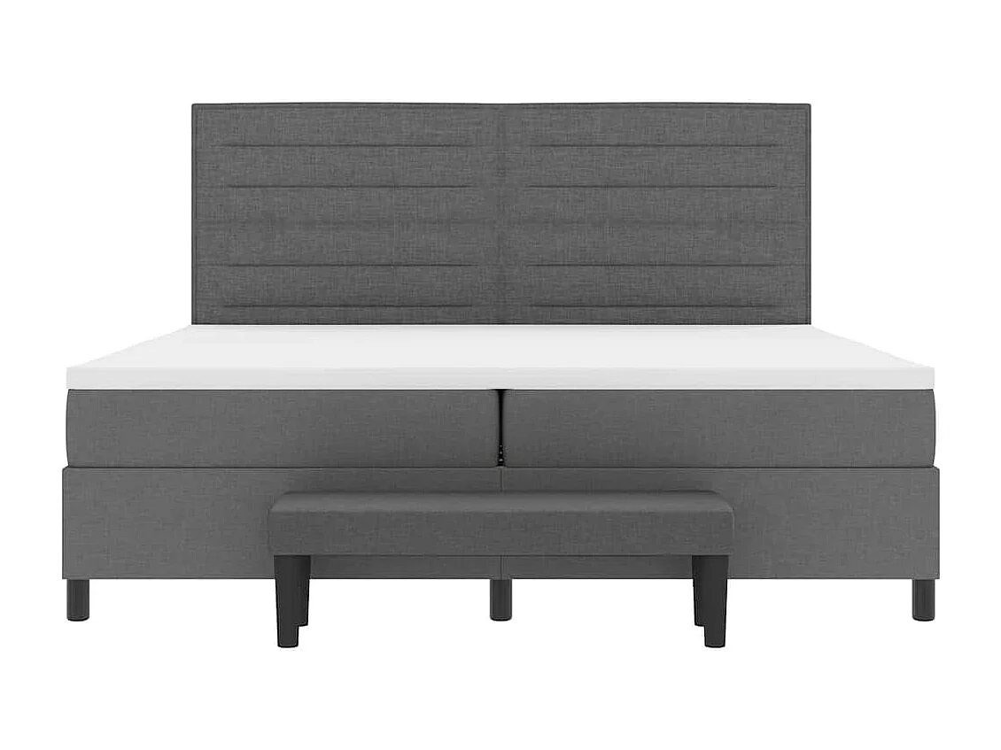 Cadre de lit avec matelas Gris foncé 200 x 200 cm tissu
