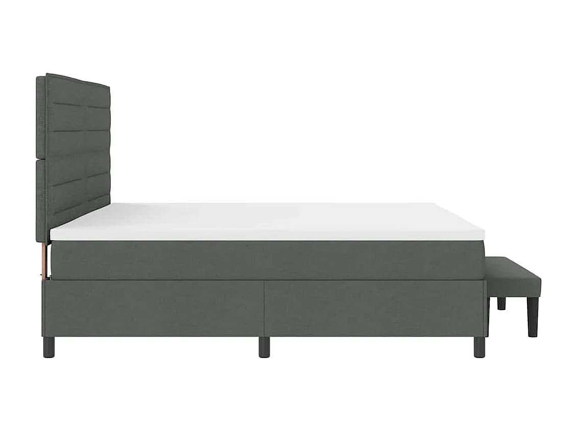 Cadre de lit avec matelas Gris foncé 200 x 200 cm tissu