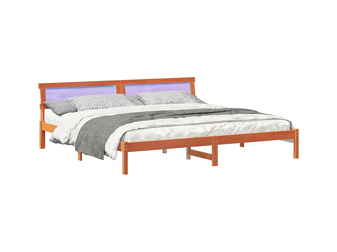 Cadre de lit Marron cire 200 x 200 cm Bois massif en pin