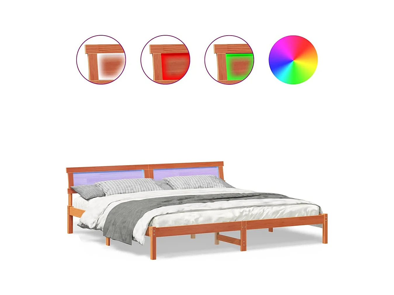 Cadre de lit Marron cire 200 x 200 cm Bois massif en pin