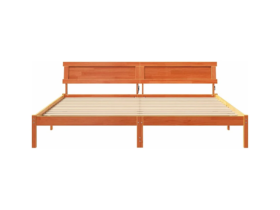 Cadre de lit Marron cire 200 x 200 cm Bois massif en pin