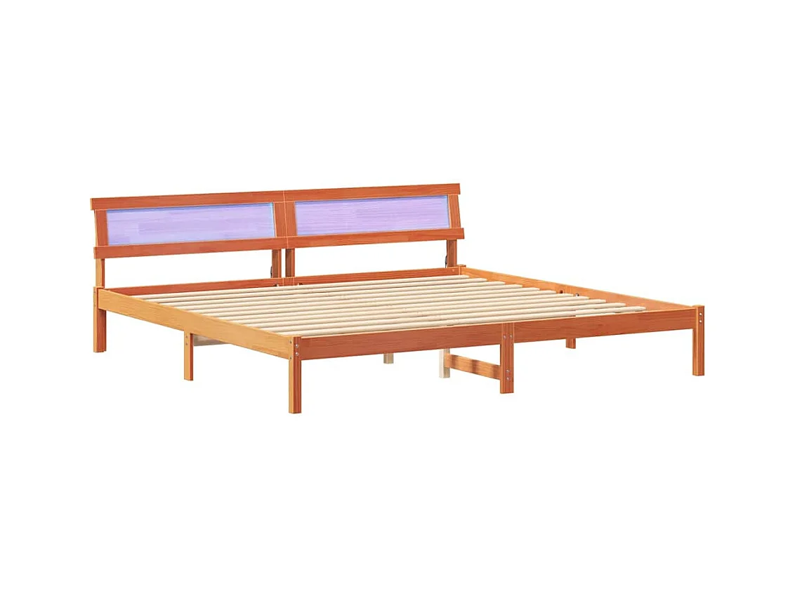 Cadre de lit Marron cire 200 x 200 cm Bois massif en pin