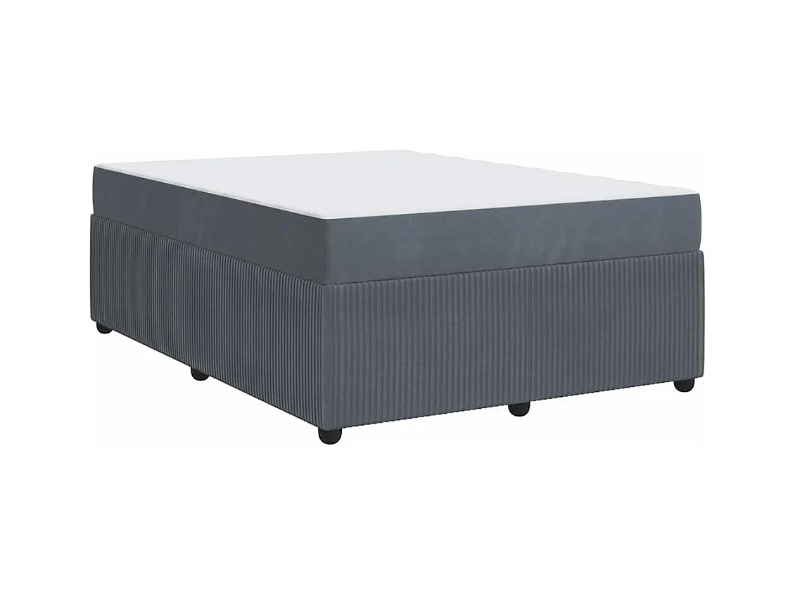 Cadre de lit avec matelas Gris foncé 140 x 200 cm Velours