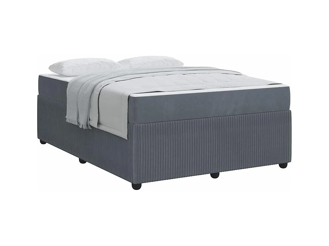 Cadre de lit avec matelas Gris foncé 140 x 200 cm Velours