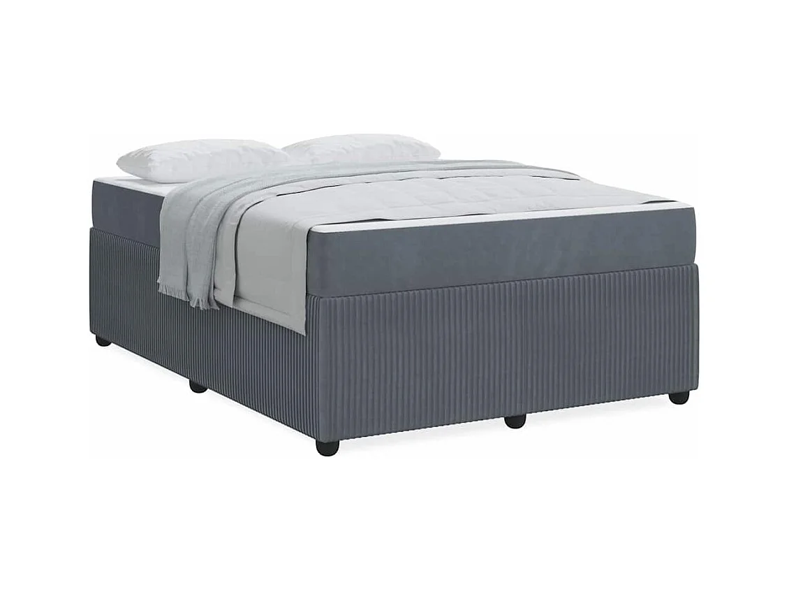 Cadre de lit avec matelas Gris foncé 140 x 200 cm Velours