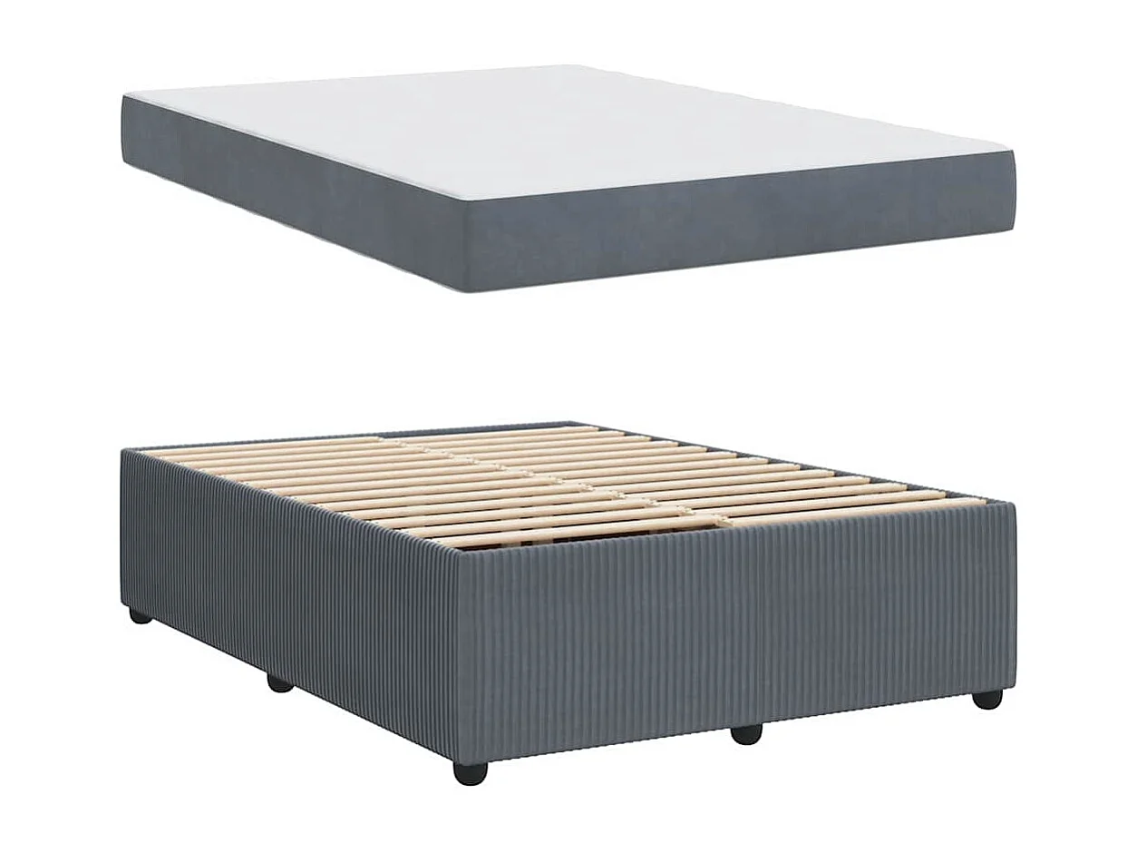 Cadre de lit avec matelas Gris foncé 140 x 200 cm Velours