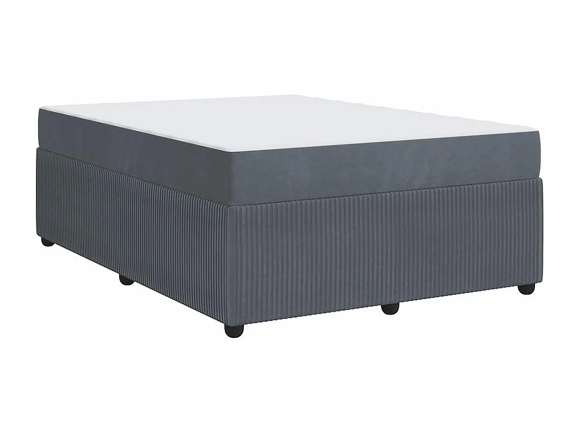 Cadre de lit avec matelas Gris foncé 140 x 200 cm Velours