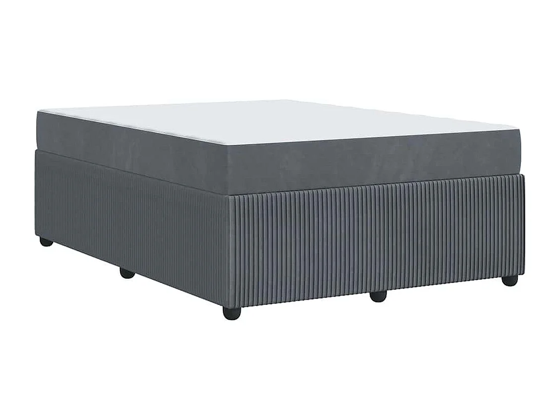 Cadre de lit avec matelas Gris foncé 140 x 200 cm Velours