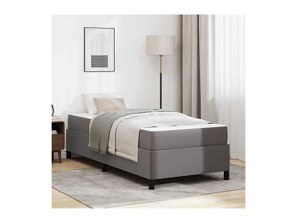 Bedframe met matras met matras Grijs 90 x 200 cm Kunstleer
