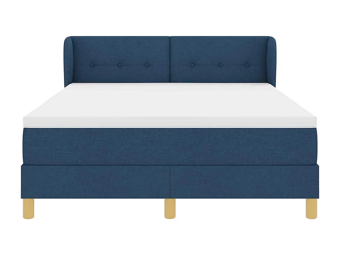 Cadre de lit avec Matelas Crème 90x200 cm Tissu Bleu