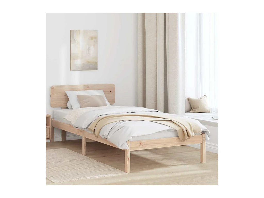 Estrutura da Cama com cabeceira Natural 90 x 200 cm