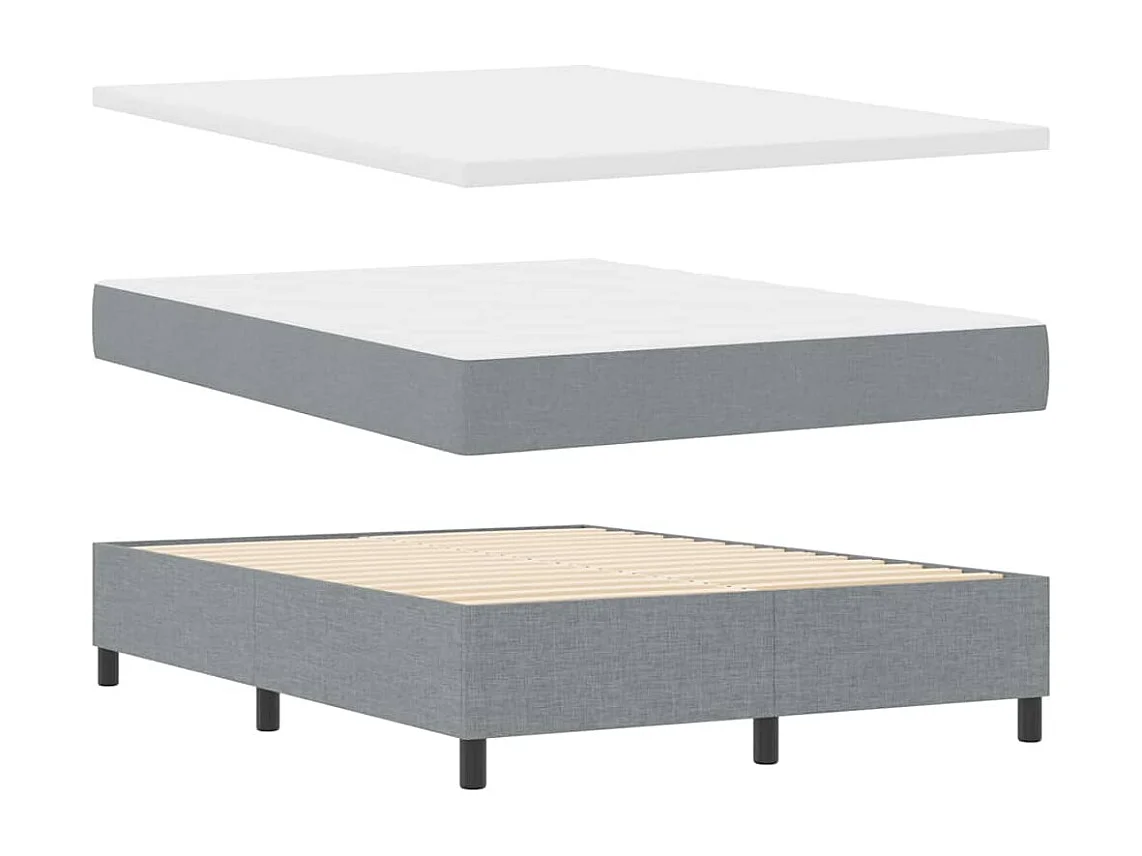 Cadre de lit avec matelas Gris clair 140 x 190 cm tissu