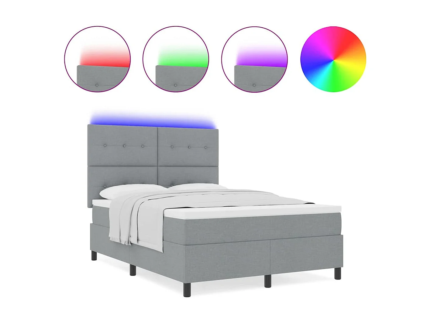 Cadre de lit avec matelas Gris clair 140 x 190 cm tissu