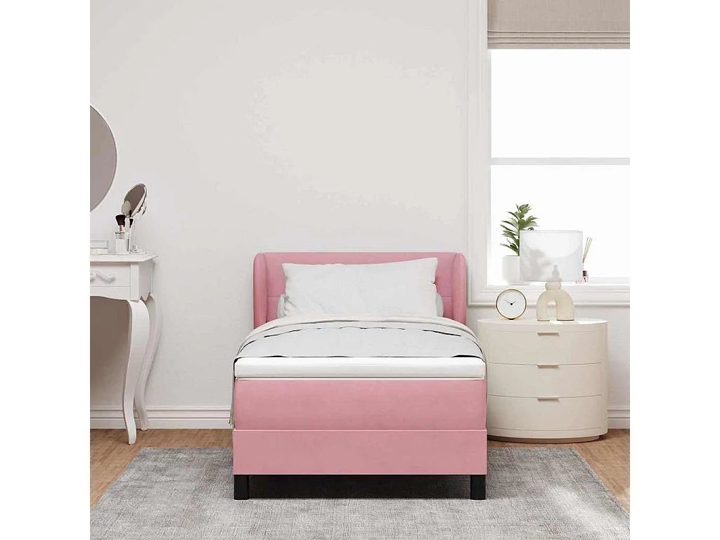 Cama Box Spring com Colchão Cinza Escuro 80x200 cm em Veludo