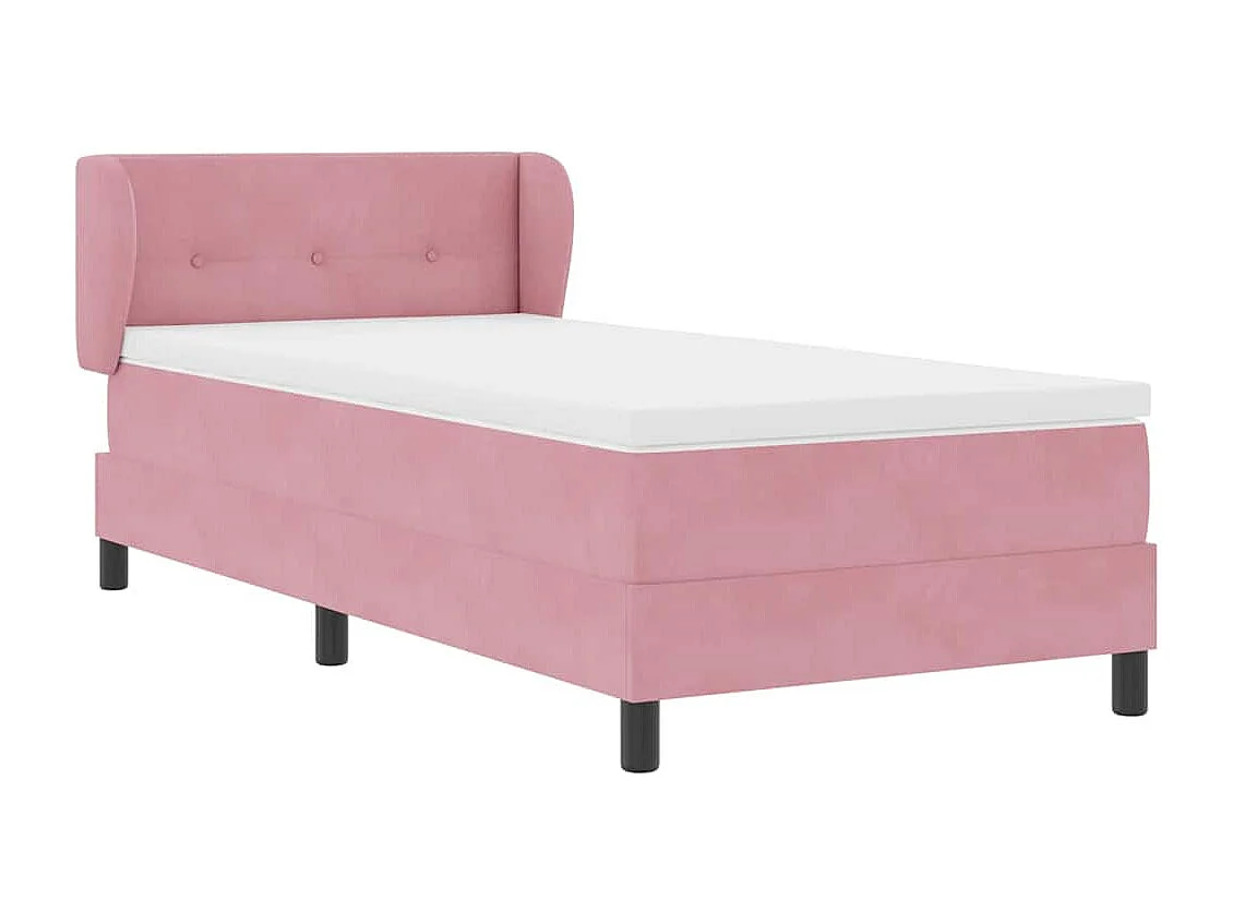 Cama Box Spring com Colchão Cinza Escuro 80x200 cm em Veludo