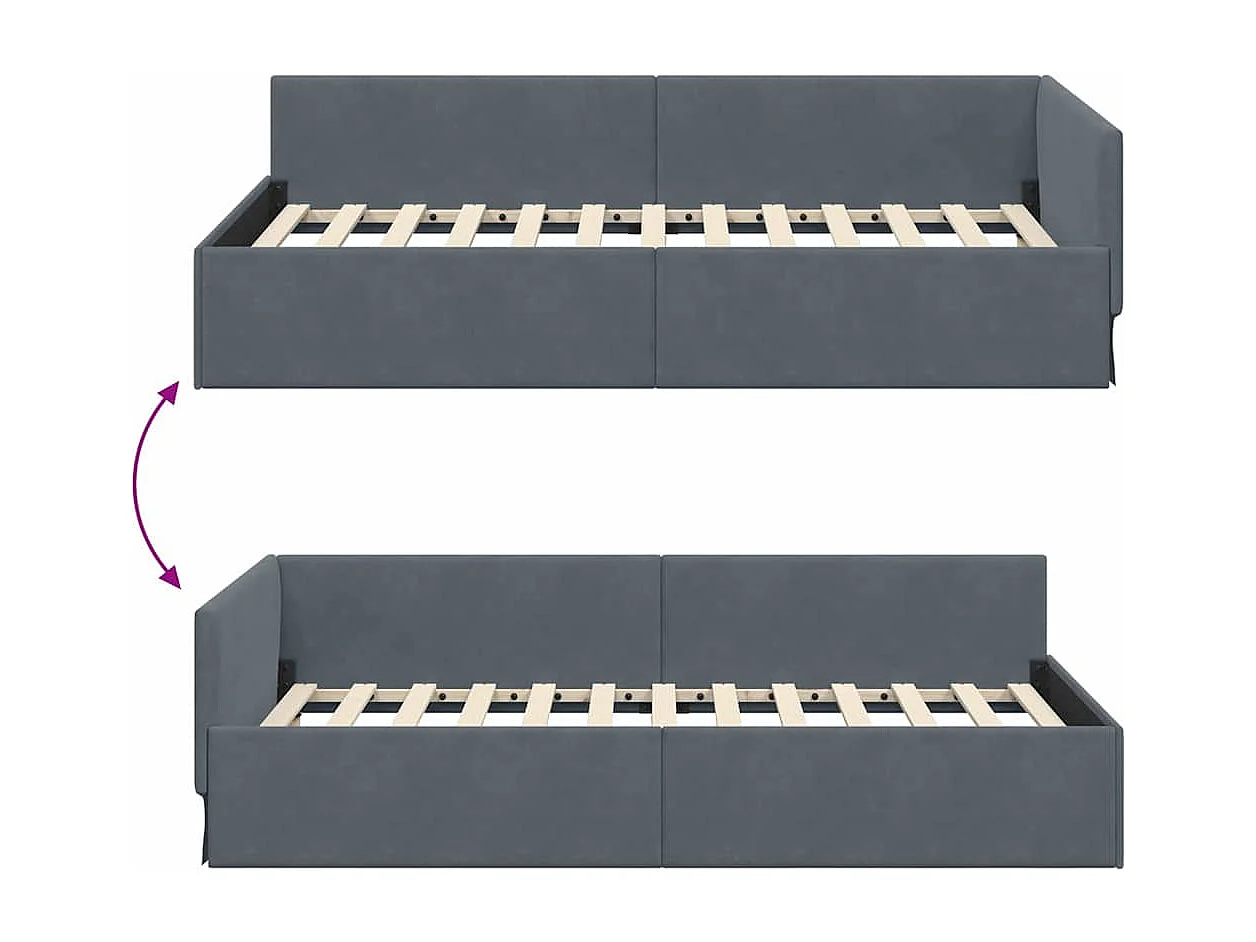 Estructura de cama en esquina Otro Gris oscuro 80 x 200 cm
