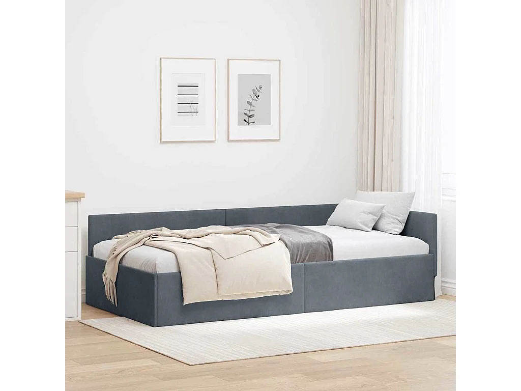 Cadre de lit d'angle Autre Gris foncé 80 x 200 cm