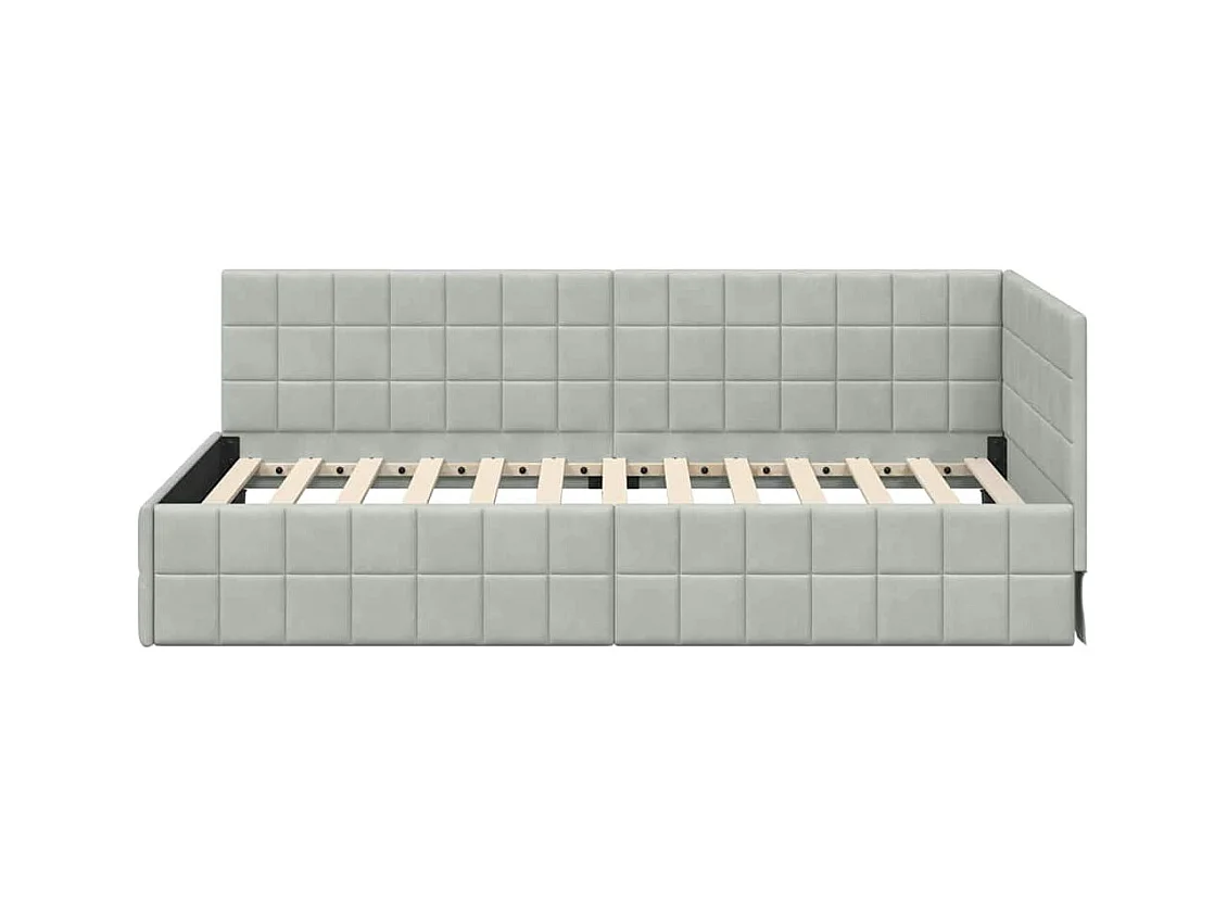 Estructura de cama en esquina Gris claro 100 x 200 cm