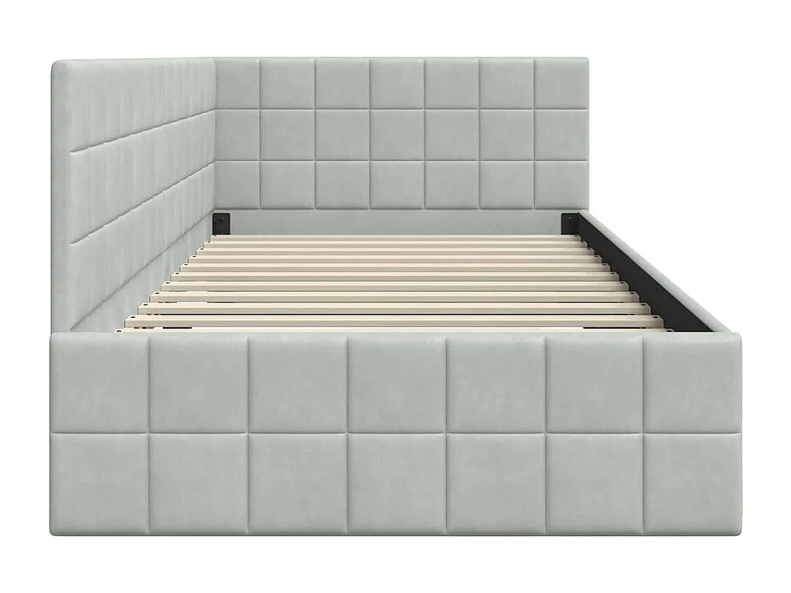 Cadre de lit d'angle Gris clair 100 x 200 cm Velours