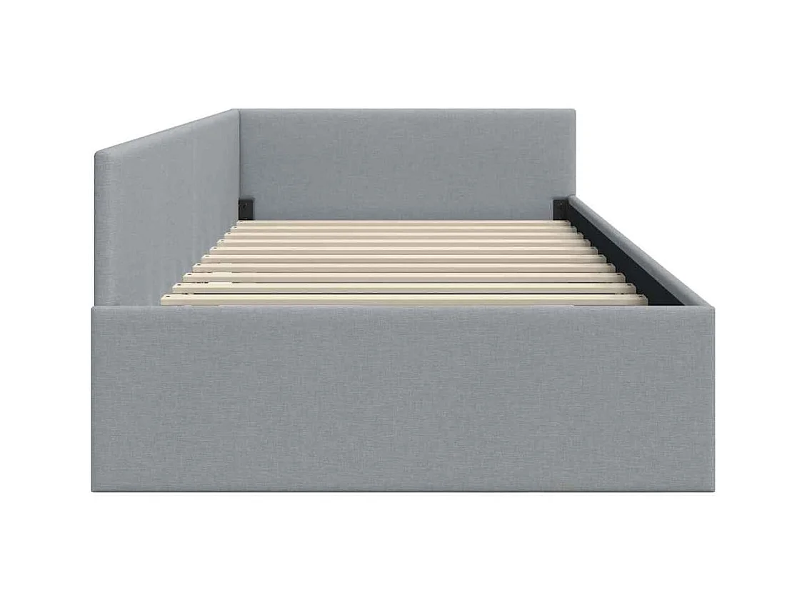 Cadre de lit d'angle avec tête de lit Gris clair 90 x 190 cm