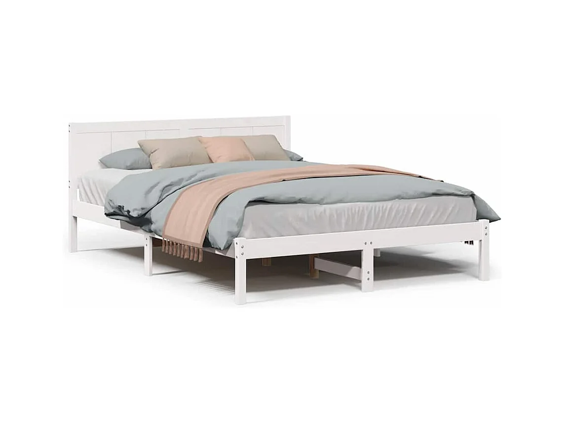 Estrutura da Cama Branco 140 x 200 cm Madeira de pinho maciça