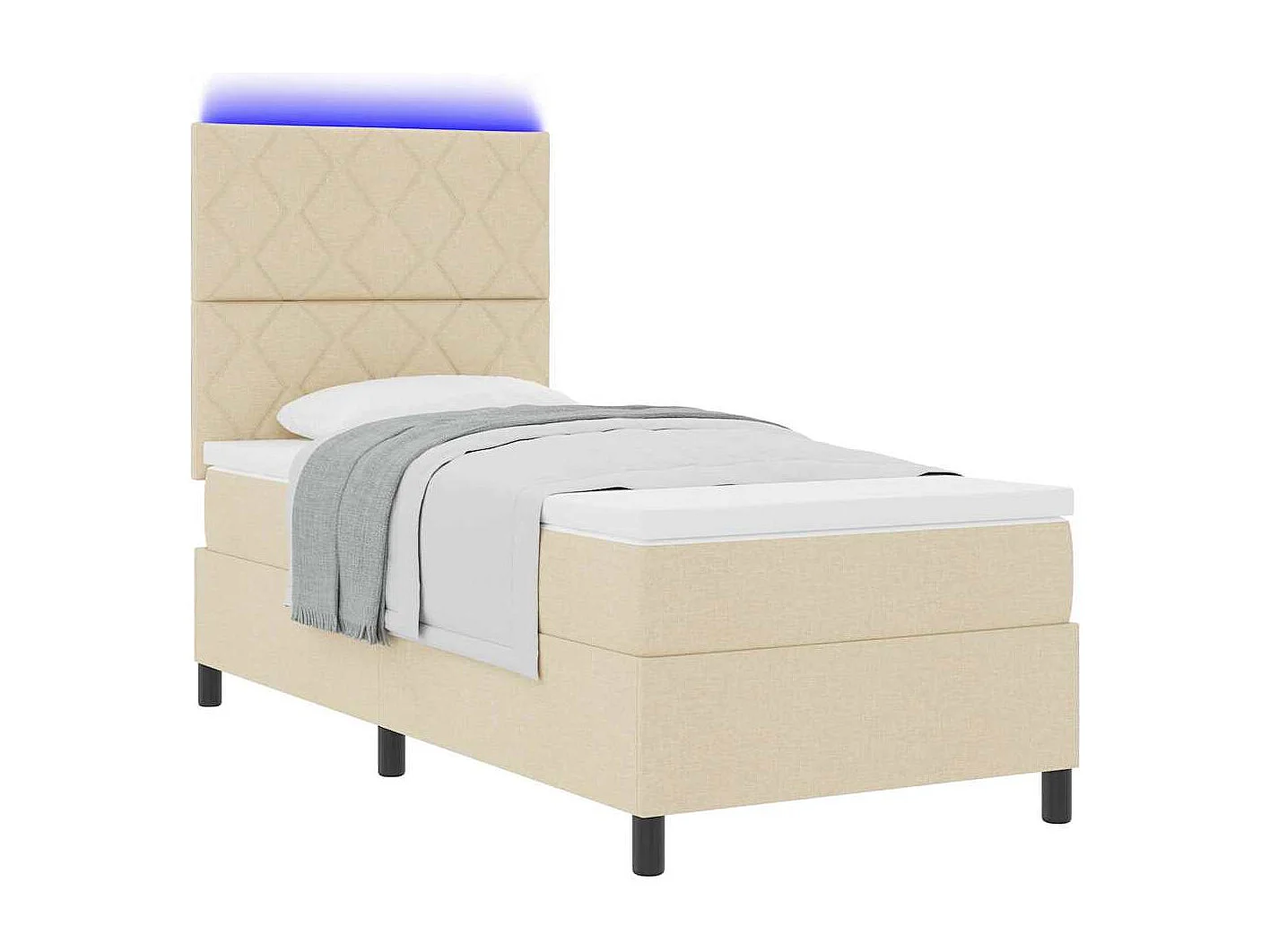 Cadre de lit avec matelas Crème 100 x 200 cm tissu