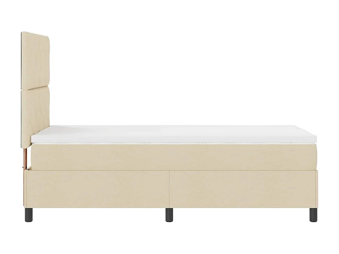 Cadre de lit avec matelas Crème 100 x 200 cm tissu