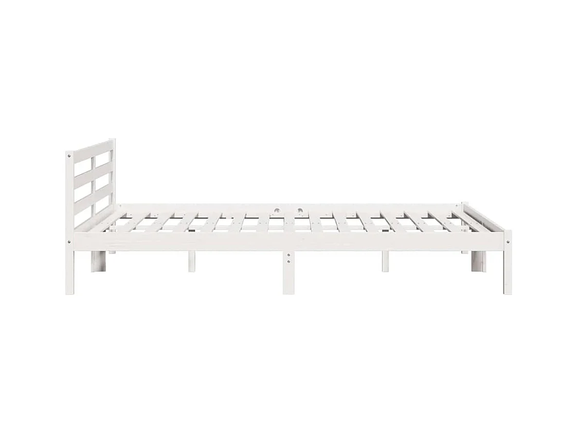 Cama com cabeceira Branco 220 x 180 cm Madeira de pinho maciça