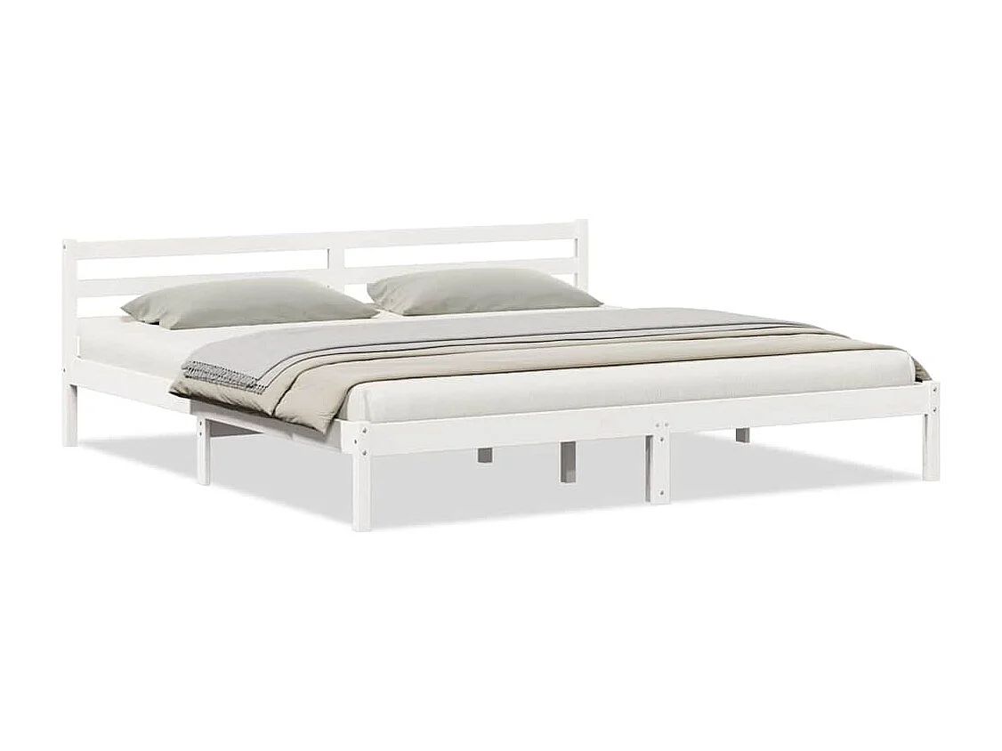 Cadre de lit Blanc 220 x 180 cm Bois massif en pin