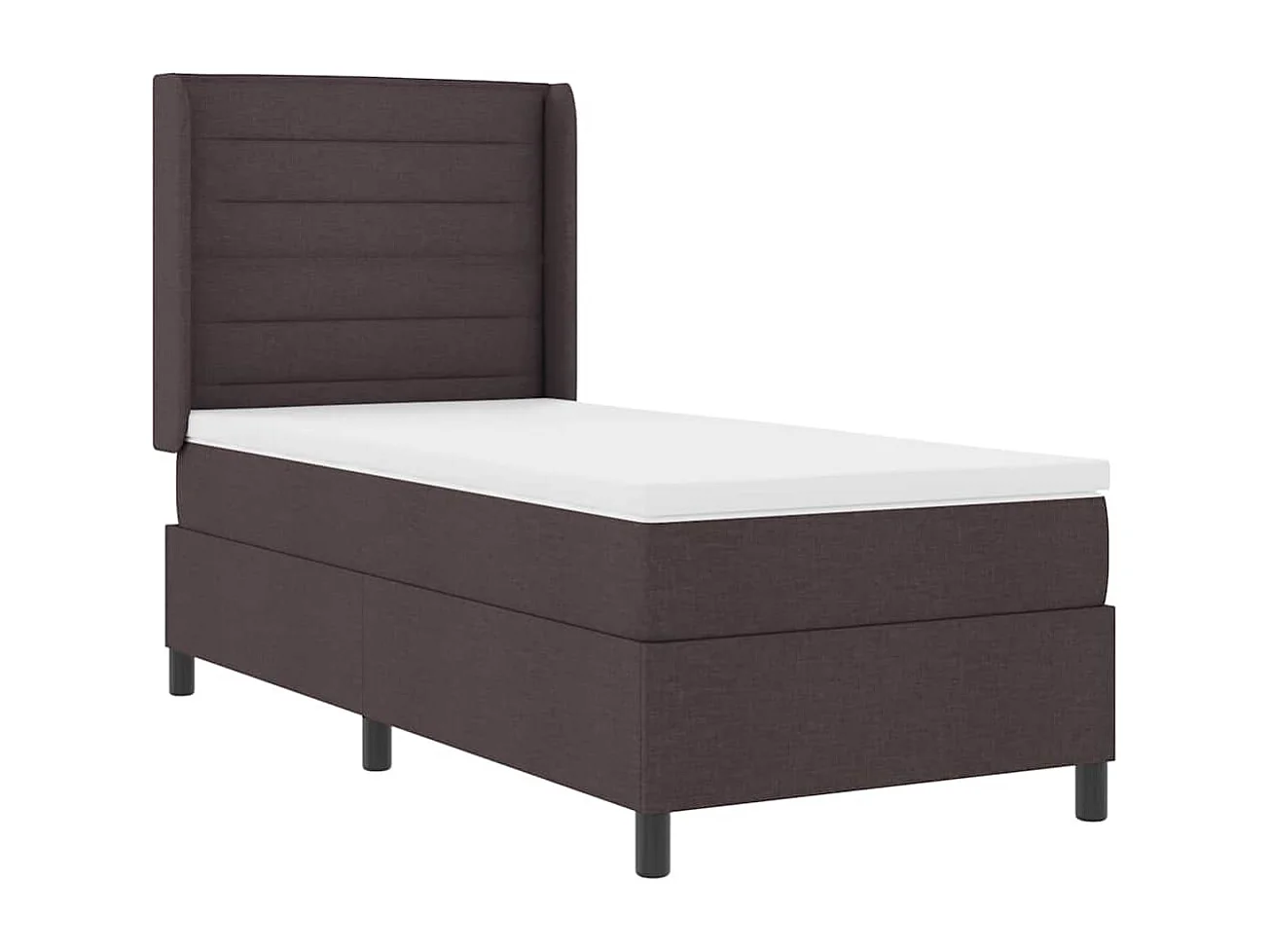 Cama tipo Box Spring con colchón Marrón oscuro 90 x 190 cm tela