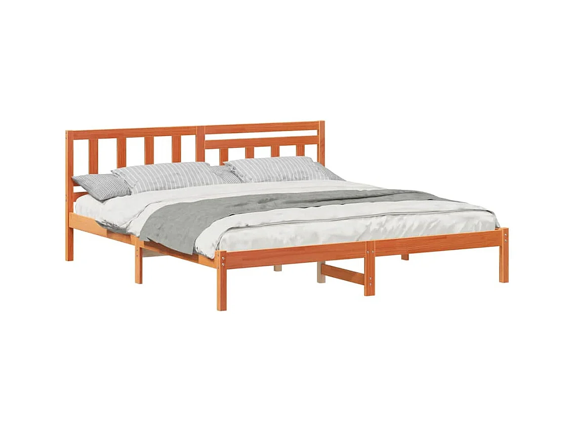 Cadre de lit Marron cire 180 x 200 cm Bois massif en pin