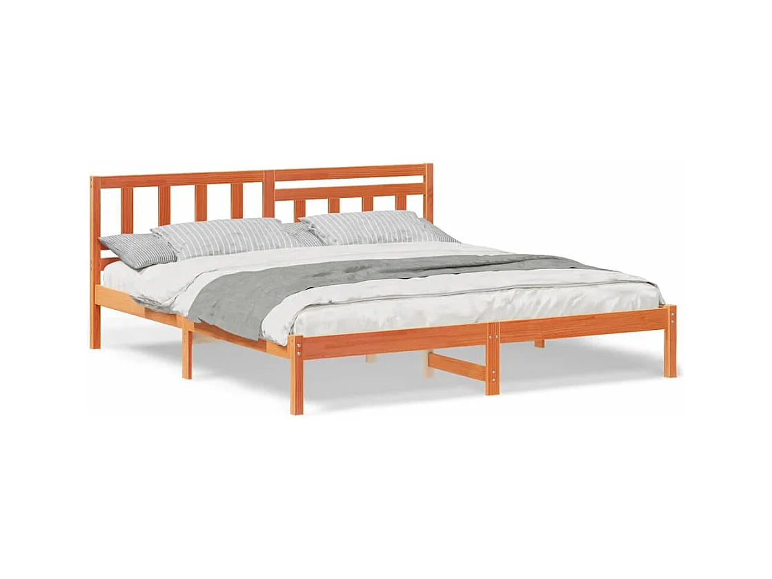 Cadre de lit Marron cire 180 x 200 cm Bois massif en pin