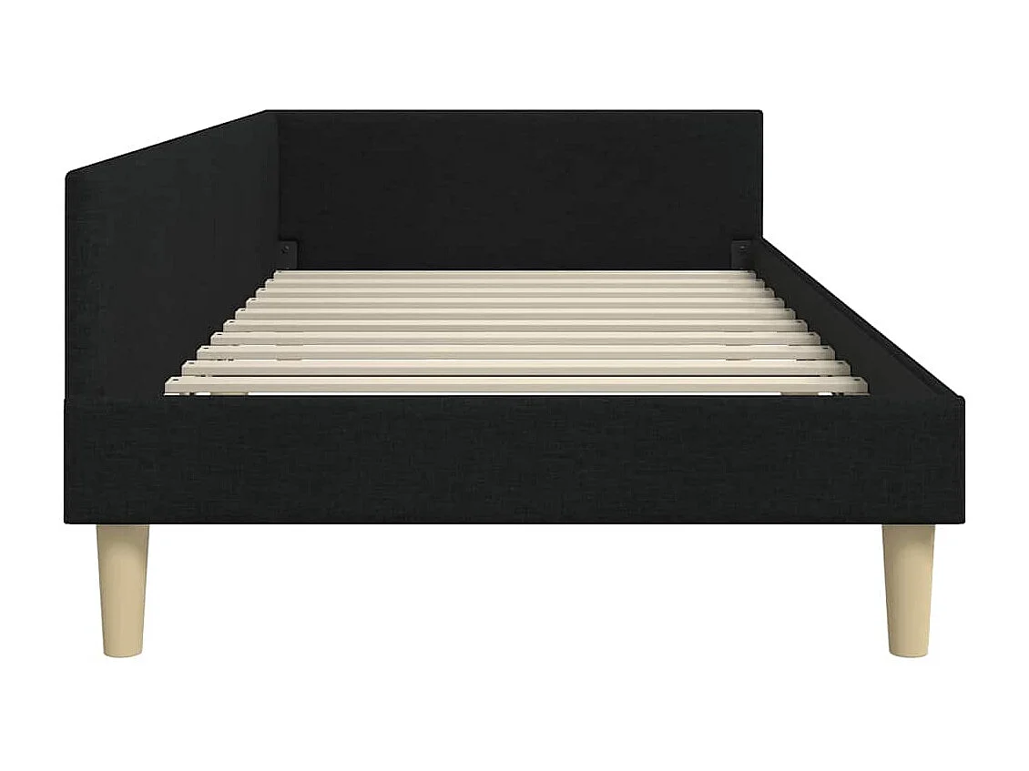 Cadre de lit d'angle Noir 90 x 200 cm Tissu et bois reconstitué