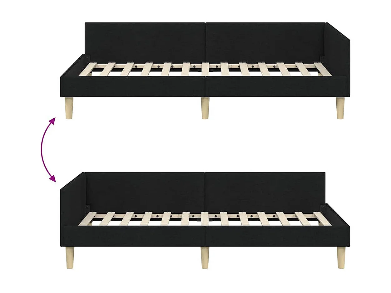 Estrutura de Cama de Canto Outros Manual Preto 90 x 200 cm