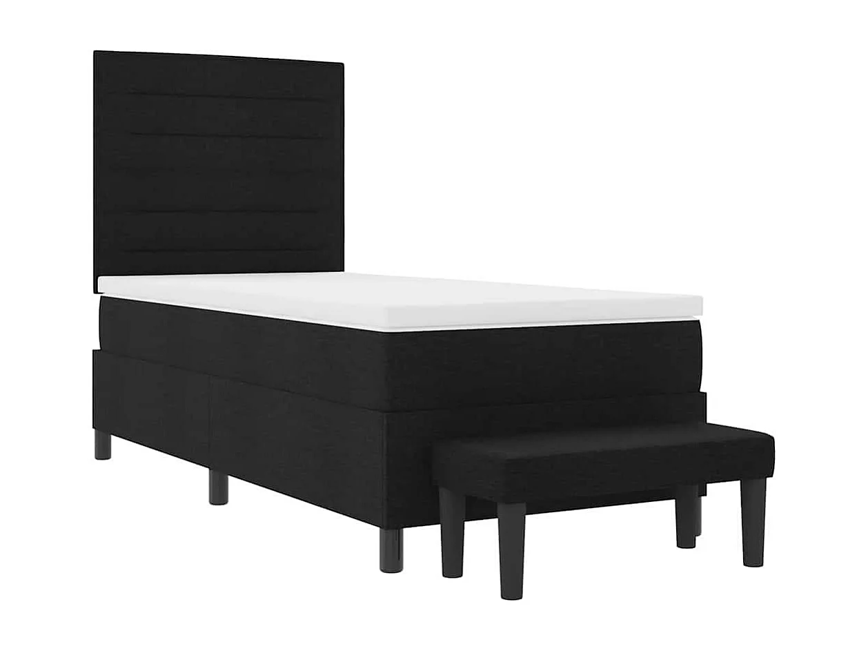 Cama tipo Box Spring con colchón Negro 90 x 190 cm tela