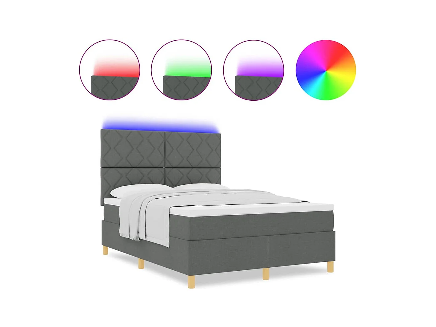 Boxspring bed met matras Donkergrijs 140 x 200 cm Stof