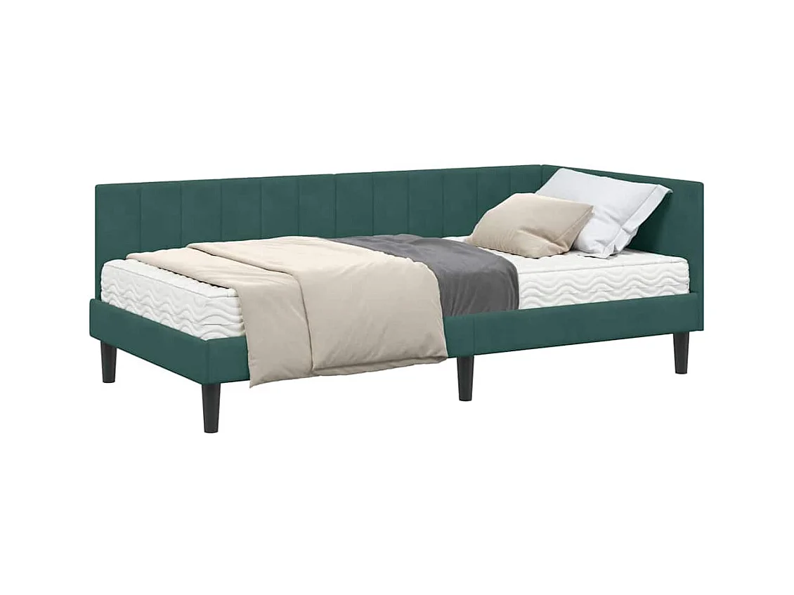 Cadre de lit d'angle Vert foncé 90 x 200 cm Velours
