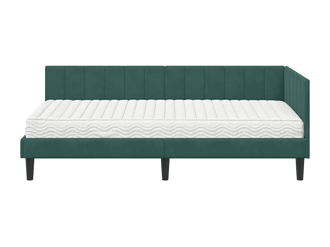 Cadre de lit d'angle Vert foncé 90 x 200 cm Velours