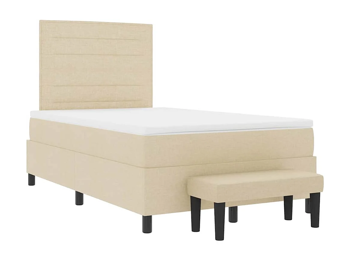 Cadre de lit avec matelas Crème 120 x 200 cm tissu